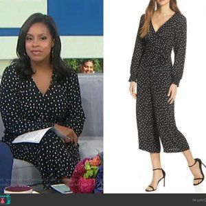 eliza j polka dot jumpsuit